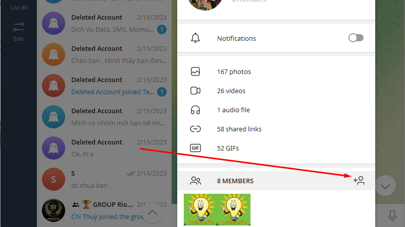 Link nhóm telegram để mời bạn bè