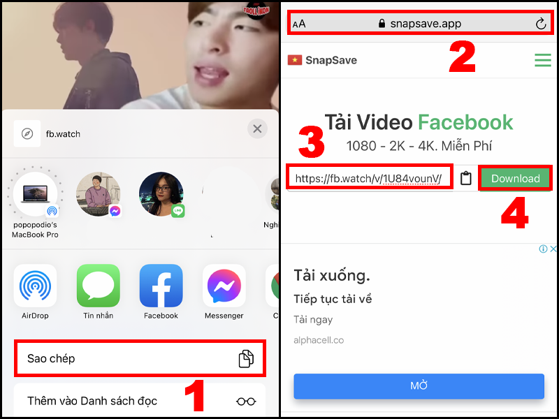 Cách tải video Facebook trên điện thoại