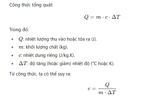 Công thức tính nhiệt dung riêng