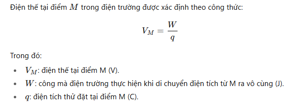 Công thức tính điện thế