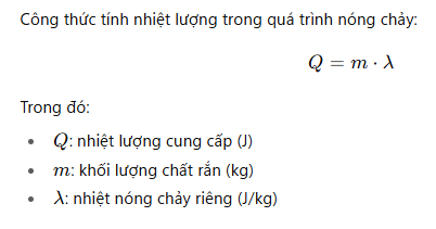 Công thức tính nhiệt nóng chảy riêng