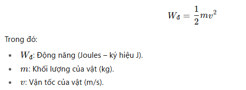 Công thức tính động năng