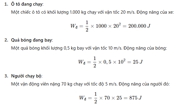 Ví dụ minh họa tính động năng