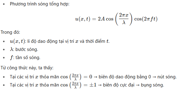 Công thức và điều kiện hình thành sóng dừng