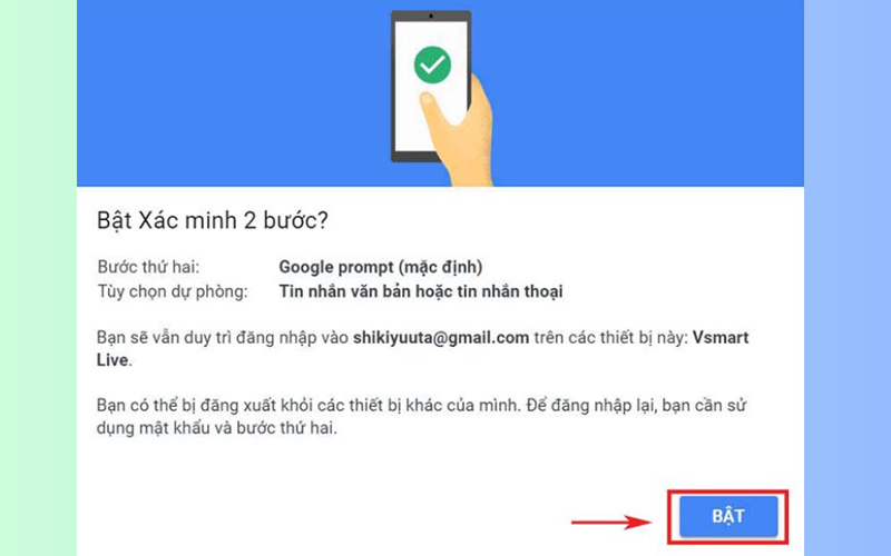 bảo mật 2 lớp Gmail