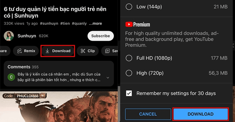 Cách tải video YouTube trực tiếp trên điện thoại